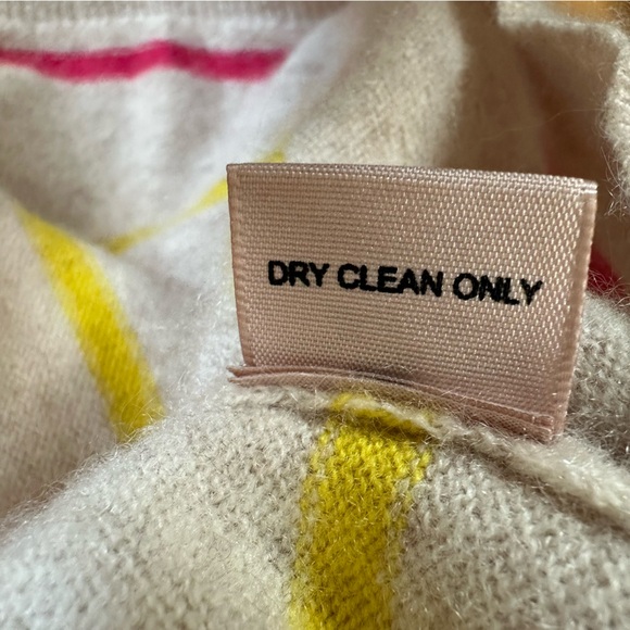 Philosophy 100% Cashmere Striped Crewneck Sweater Beige Sz M - Picture 4 of 5